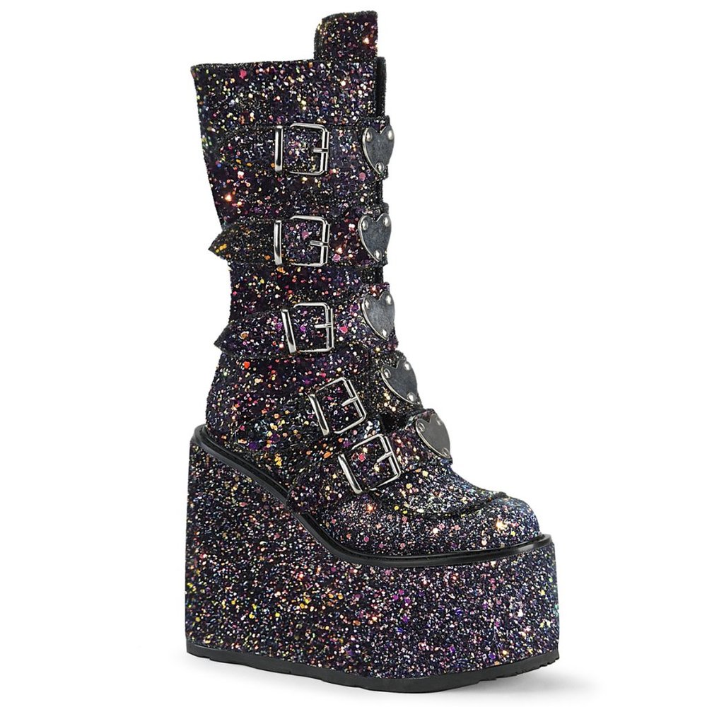 DEMONIA Swing 230G Black Glitter Boot